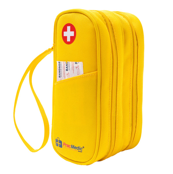 PracMedic Bags Epipen Carry Case- Medicine Bag for Traveling- 2 Tier Insulin Cooler Travel Case to hold Diabetic Supply, Inhaler Spacer, Epipen, Auvi Q, Syringe- Diabetic Supply Bag (MAXXIE Yellow)