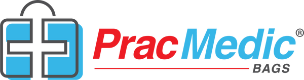 PracMedic Bags logo with a blue suitcase icon and red cross symbol.