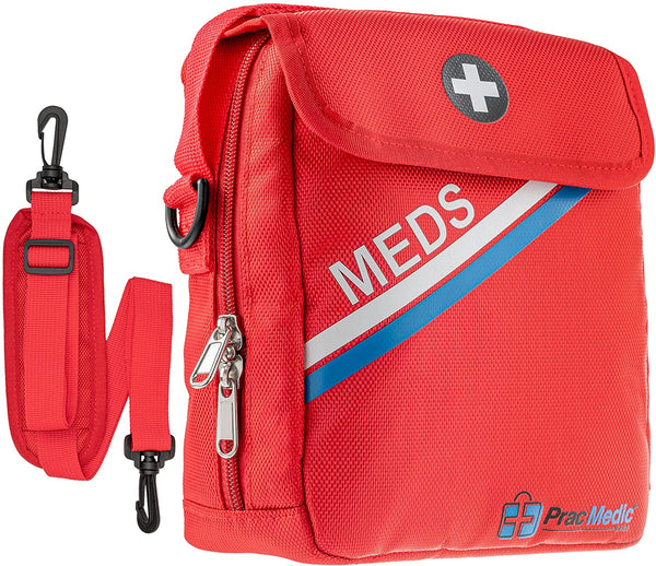 PracMedic Bags First Aid Bags Empty- Holds Diabetic Supplies, Epipen, Antihistamine, Supplement Organizer- Insulated Medicine Bag The Perfect Safety Kit During Travel and School (Red)