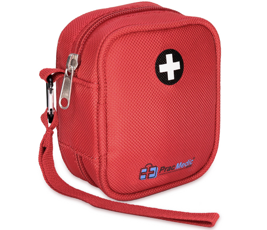 PracMedic Bags Medicine Carrying Case- Holds Auvi Q, Nasal Spray, Eye Drops or Antihistamine Tablets- Insulated Medical Pouch - Small Medical Travel Case- Be Prepared in Any Emergency (Q-Pouch Red)