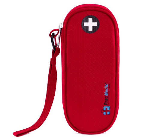 PracMedic Bags Epipen Carry Case- Insulated Compact, holds 2 Epi Pens or Auvi-Q, Inhaler, Nasal Spray, Antihistamine tablets, Immediate Access to Allergy Medicines During Emergency and First Aid (Red)