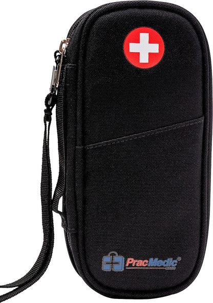 PracMedic Bags Epipen Carry Case- Holds Epi Pens, Auvi Q, Inhaler, Epinephrine, Allergy, Syringe, Diabetic Supplies, Insulated Medical Pouch, Travel Medicine Kit for Essentials and Emergency (Black)