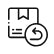 Black and white icon showing a delivery package and a clock, symbolizing order tracking or delivery time.