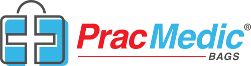 PracMedic Bags logo with a blue suitcase icon and red cross symbol.