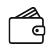 Black and white line icon of a wallet with a clasp, symbolizing payment, finance, or money.