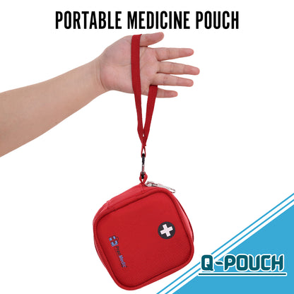PracMedic Bags Medicine Carrying Case- Holds Auvi Q, Nasal Spray, Eye Drops or Antihistamine Tablets- Insulated Medical Pouch - Small Medical Travel Case- Be Prepared in Any Emergency (Q-Pouch Red)