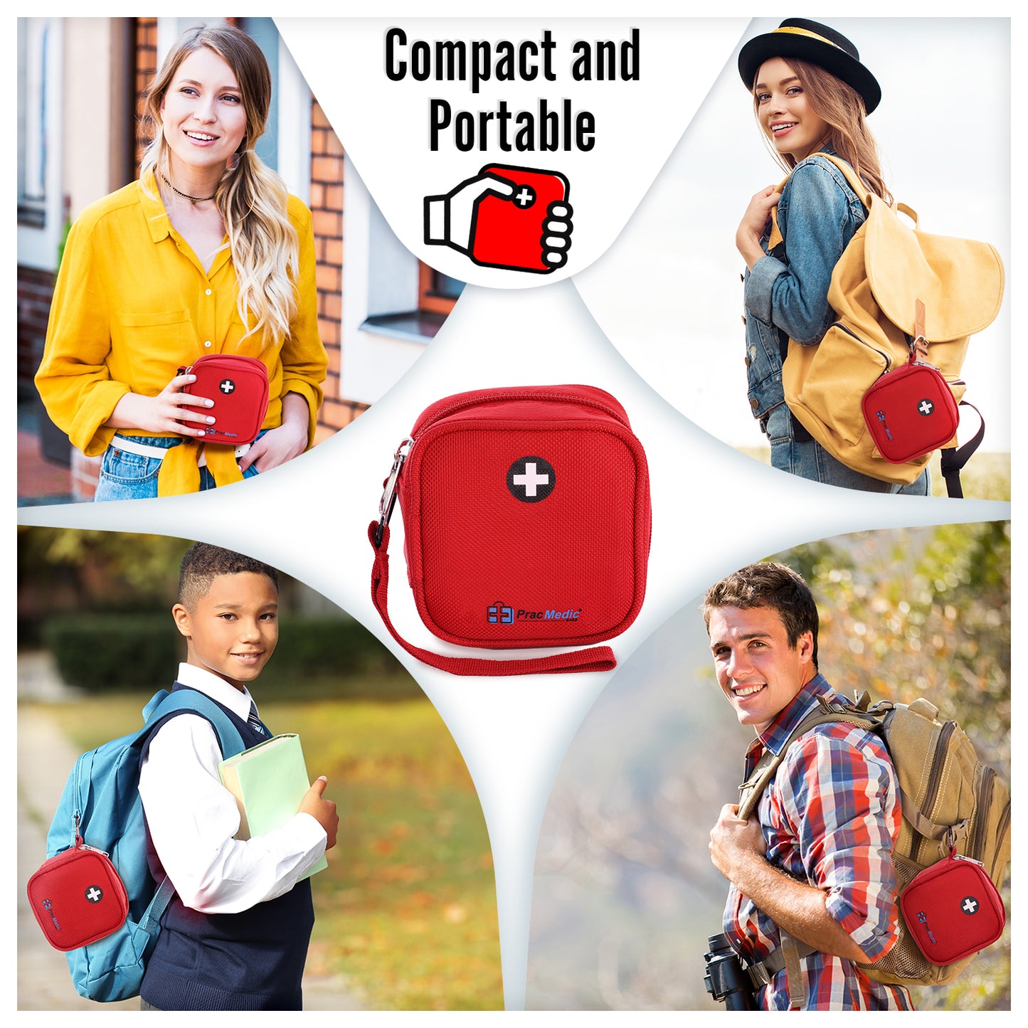 PracMedic Bags Medicine Carrying Case- Holds Auvi Q, Nasal Spray, Eye Drops or Antihistamine Tablets- Insulated Medical Pouch - Small Medical Travel Case- Be Prepared in Any Emergency (Q-Pouch Red)