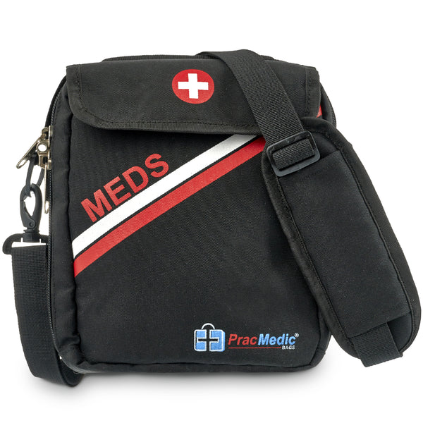 PracMedic Bags First Aid Bags Empty- Holds Diabetic Insulin Supplies, Epipen, Inhaler Spacer, Supplement Organizer- Insulated Medicine Bag The Perfect Safety Kit During Travel and School (Black)